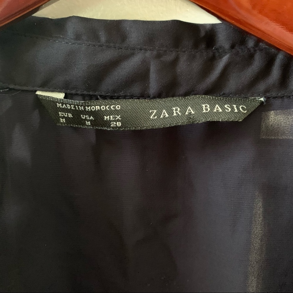 Zara Basic Cape blouse Navy Blue size Medium - Picture 5 of 8